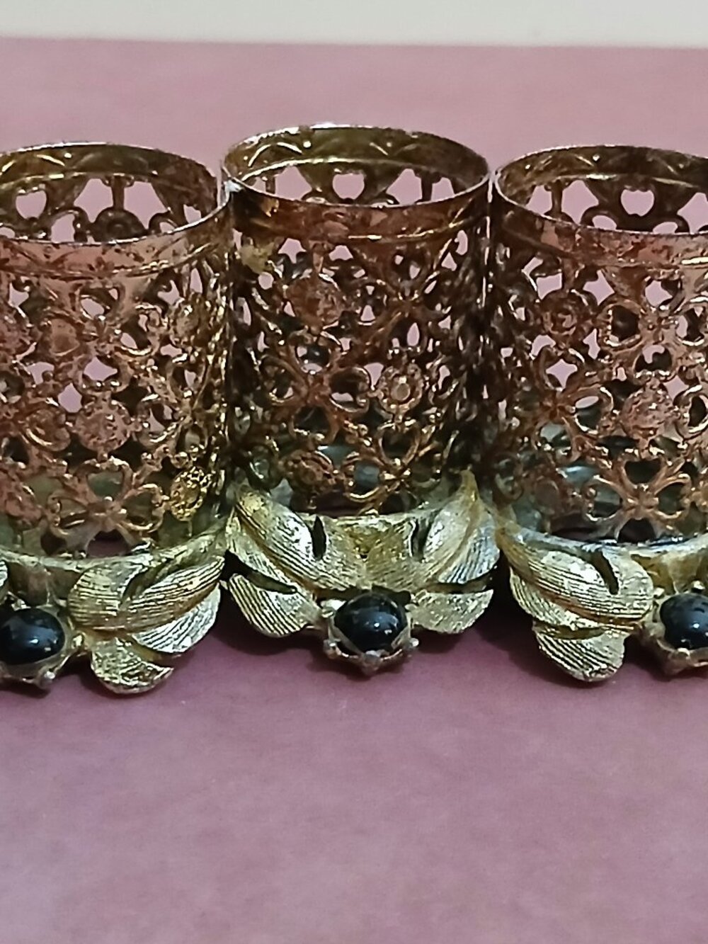 Vintage Hollywood Regency Style Gold Tone w/Stones Lipstick Holder